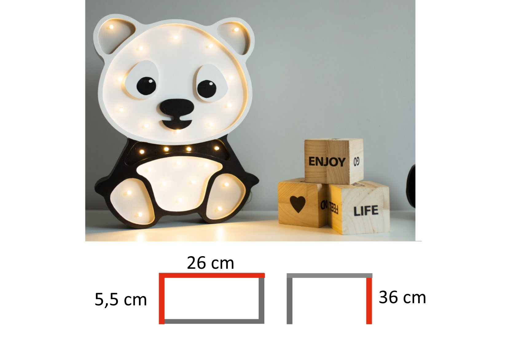 lampka dla dziecka panda, lampki do pokoju dziecka, lampki drewniane
